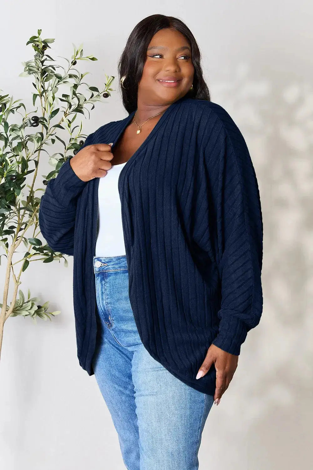 Basic Bae Full Size Ribbed Cocoon Cardigan - Love Salve