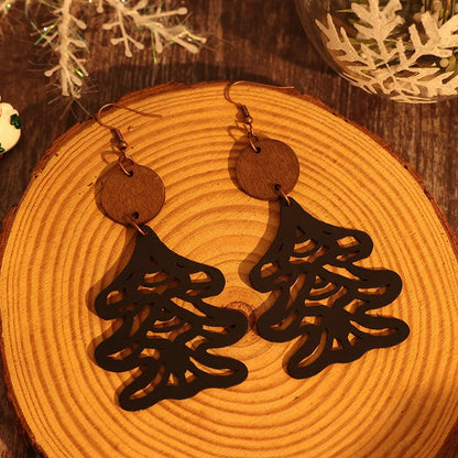 Nature-inspired wooden tree earrings