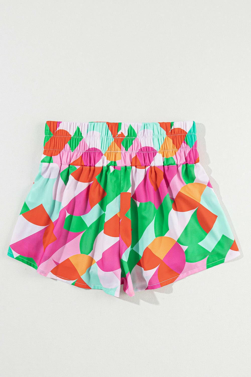 Smocked Contrast Print High Waist Skort.