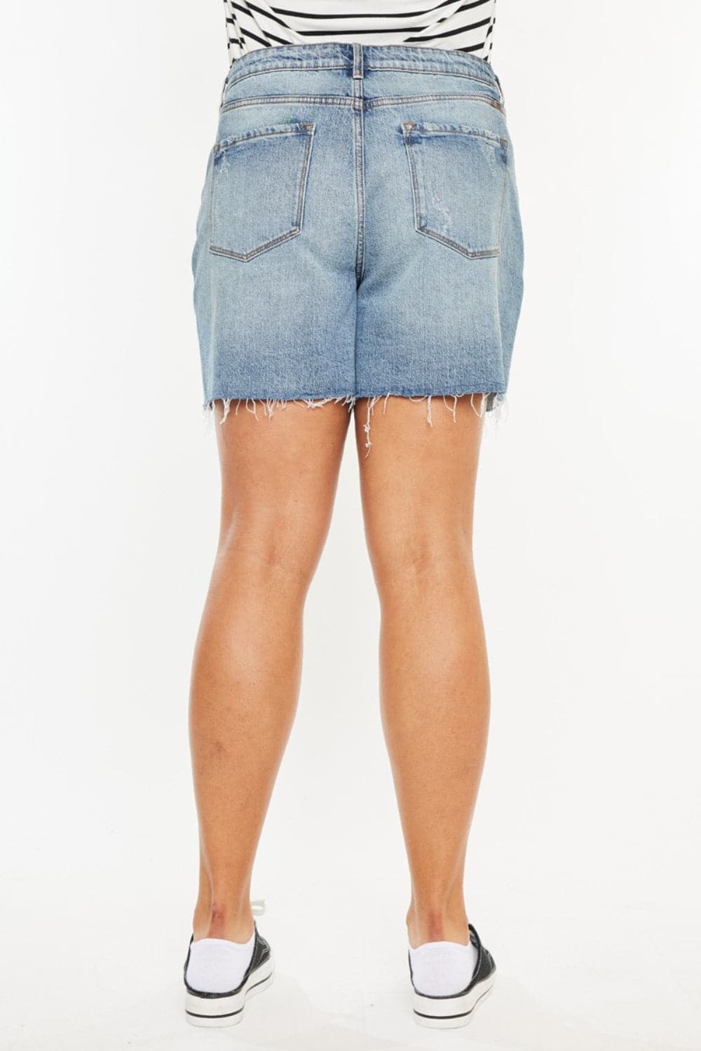 Kancan Full Size Raw Hem High Waist Denim Shorts.