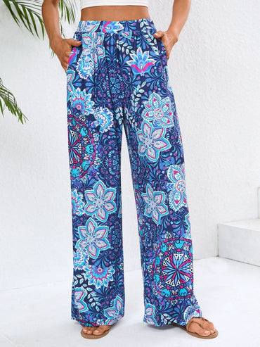 Chic Geometric Wide-Leg Trousers with Convenient Pockets