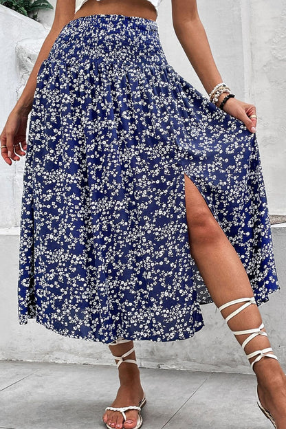 Ditsy Floral Slit High Waist Skirt.