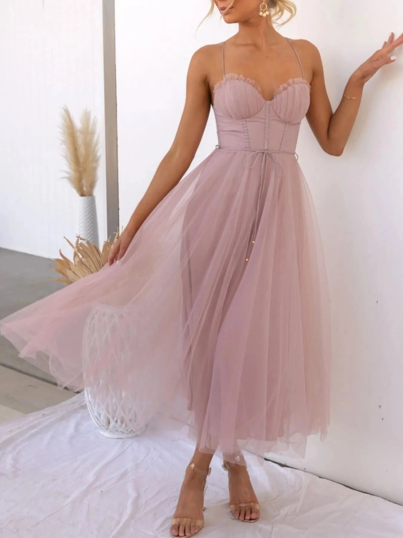 Sweetheart Neck Tulle Midi Dress Coco’s Tee Boutique