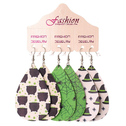 Stylish PU Teardrop Earrings Set