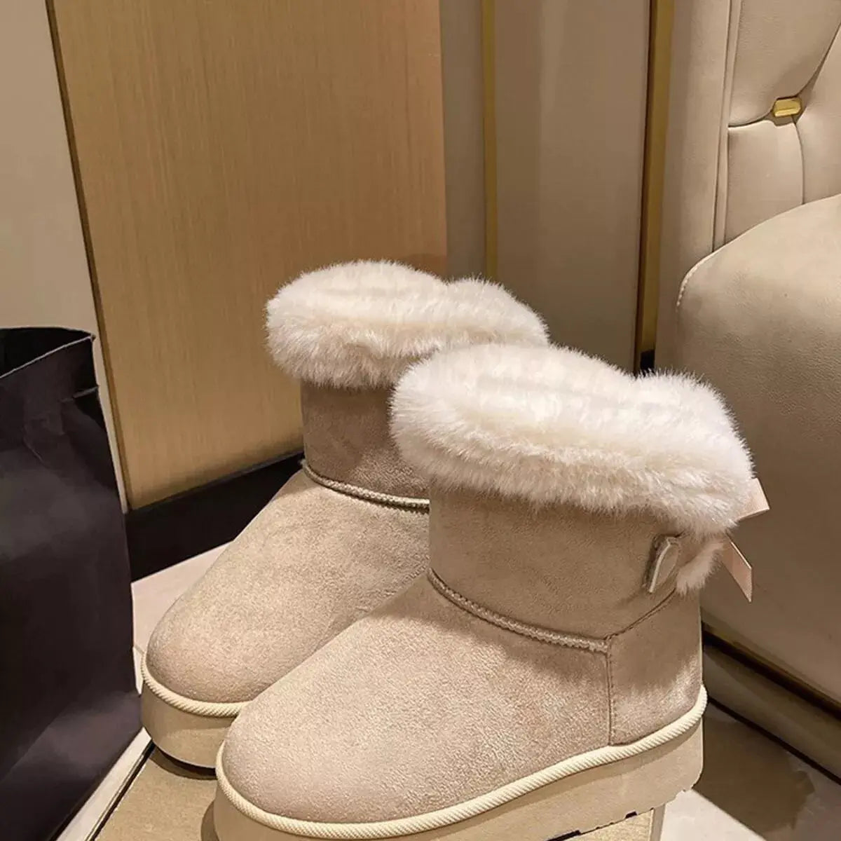 Round Toe Fuzzy Boots Simply Love
