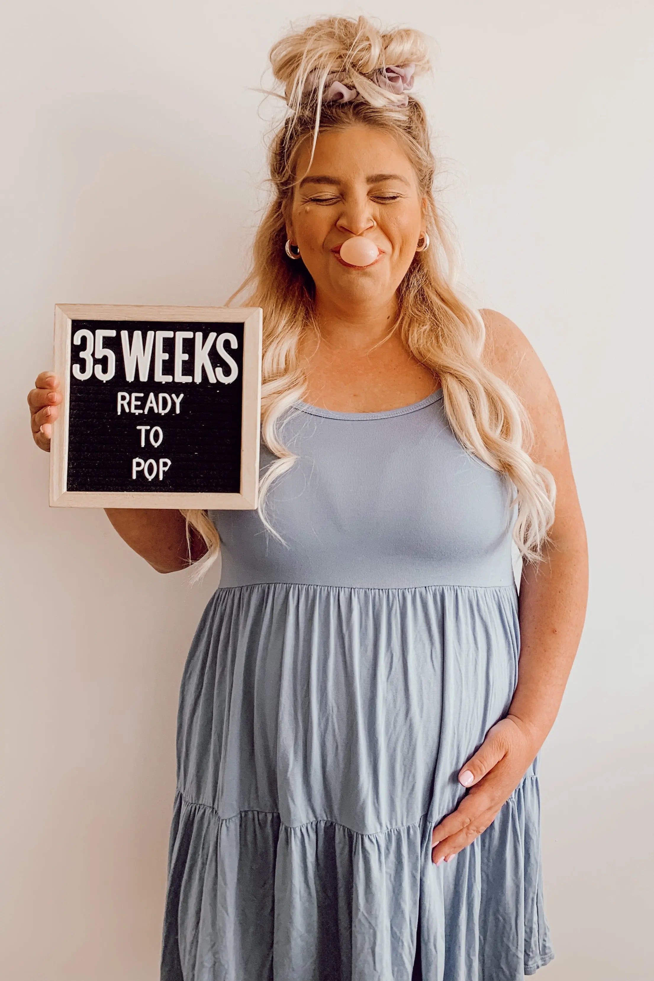 Blue Tiered Maternity Tank Dress With Tie Back Detail PinkBlush