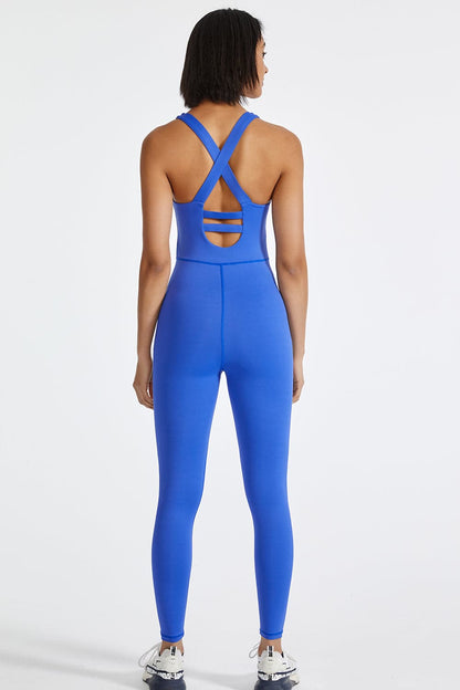 Crisscross Back Wide Strap Active Jumpsuit.