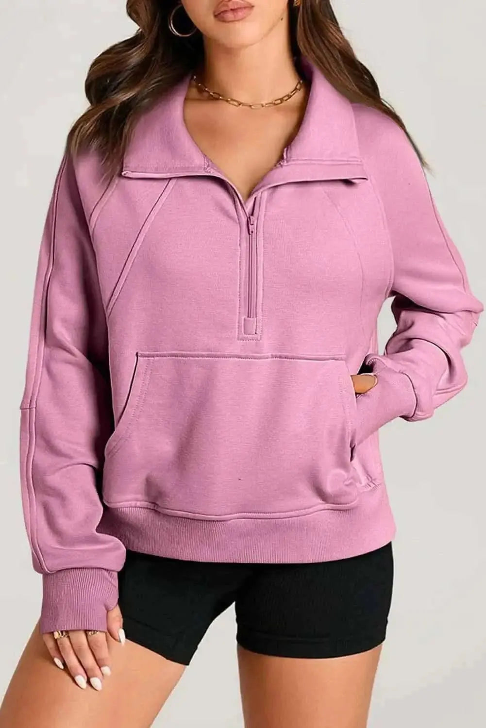 Half Zip Long Sleeve Sweatshirt - Love Salve 