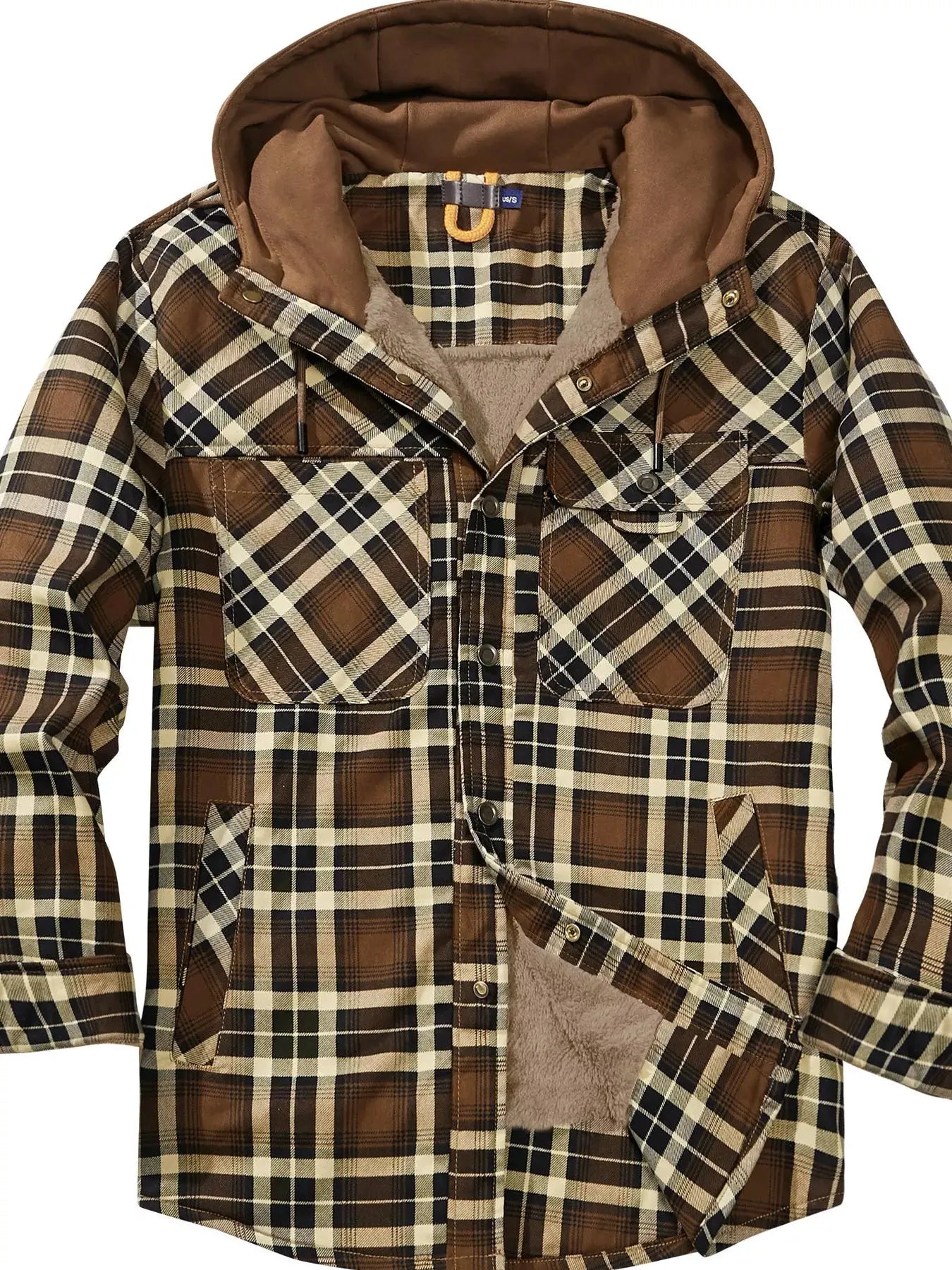 Men's Snap Down Plaid Flannel Hooded Jacket Simply Love