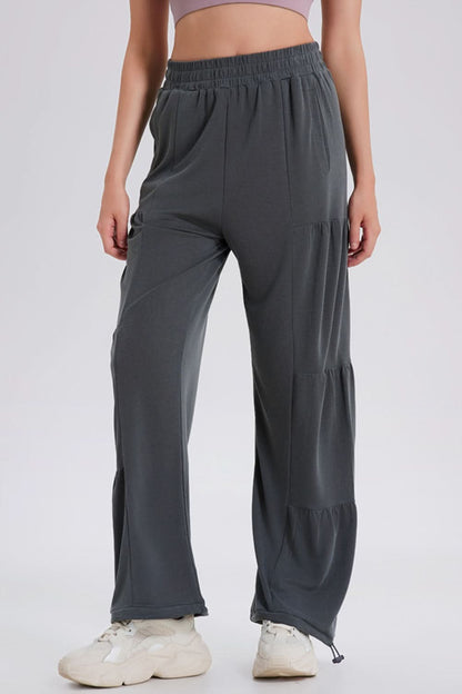 Ruched Elastic Waist Jogger Pants with Drawstring