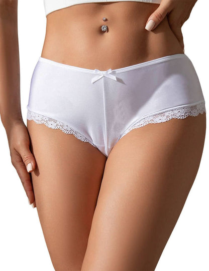 Love Salve women's lace cross underwear with low-rise waistband for ultimate comfort (US, Alpha, Small, Regular, Regular, White)