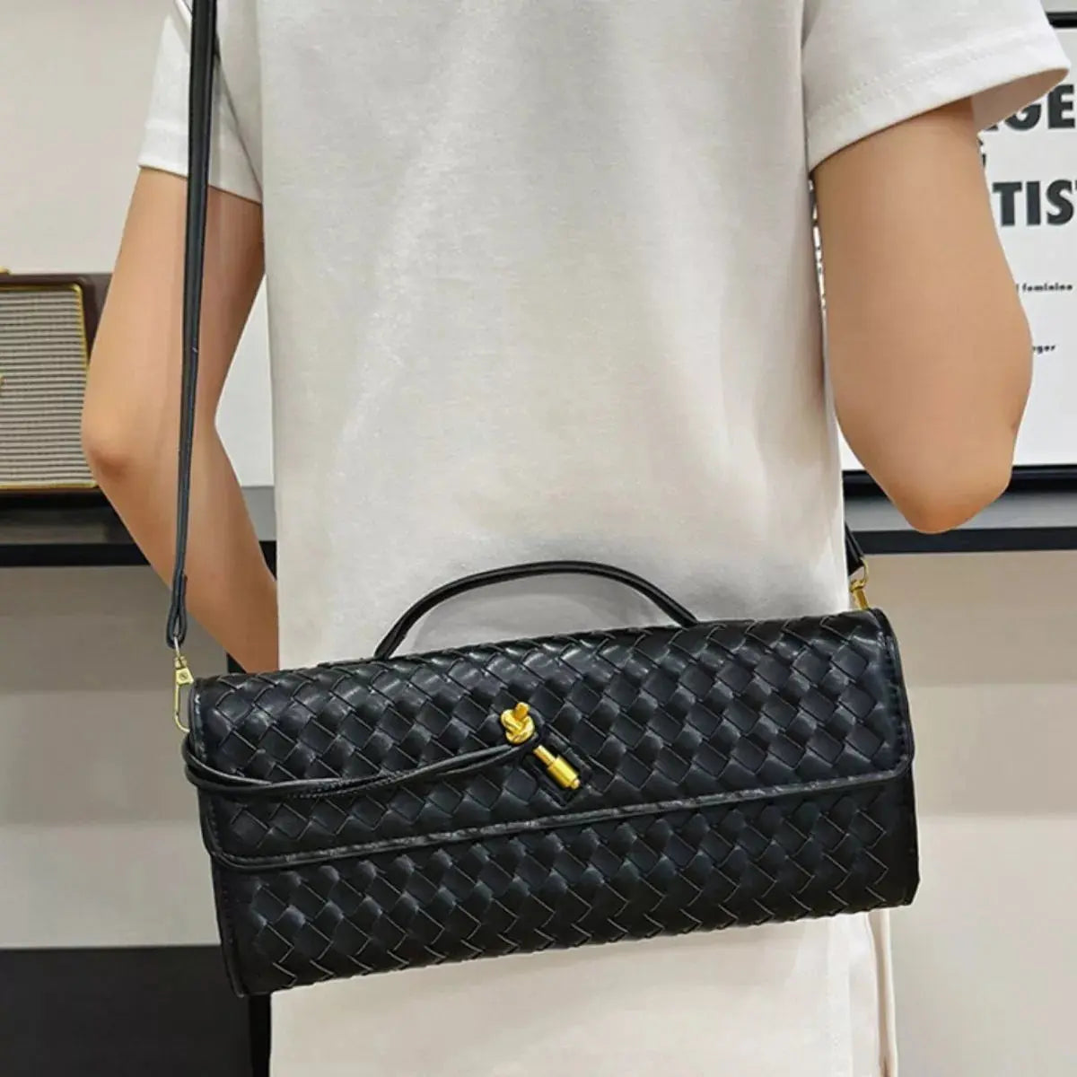 Woven Leather Crossbody Bag Simply Love