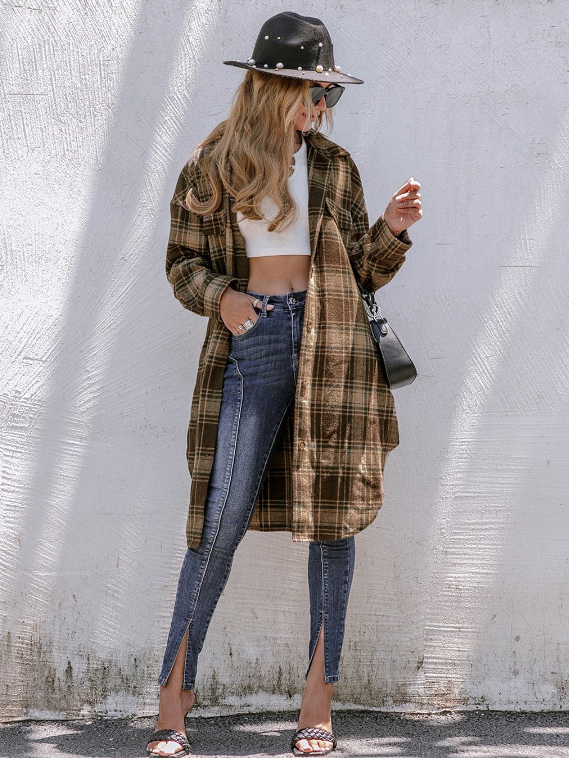 Plaid Button Up Long Sleeve Shacket.