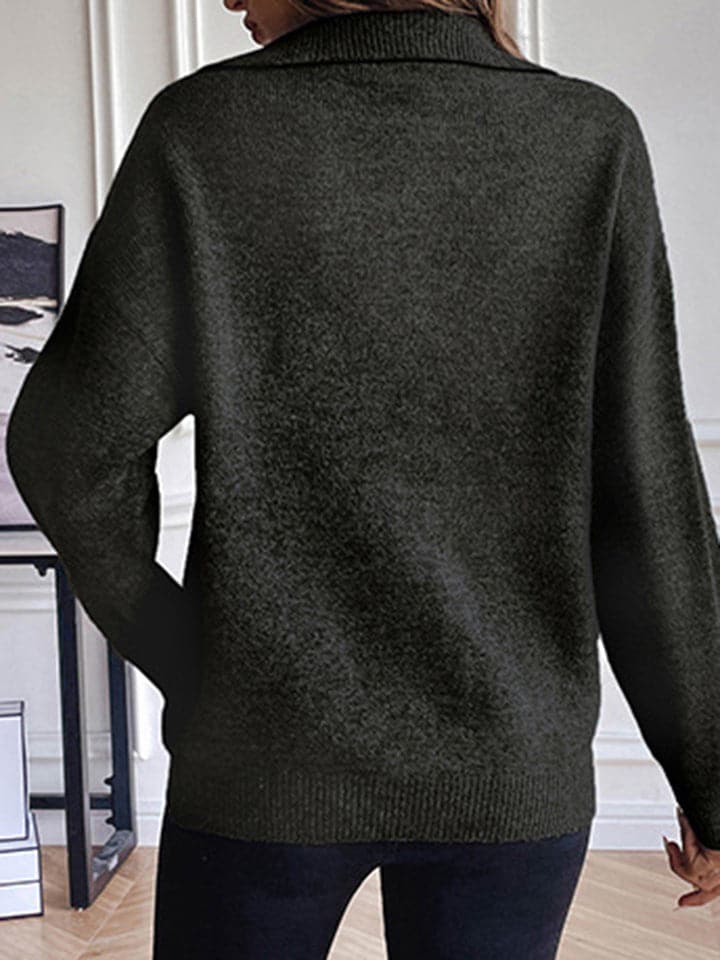 Half Zip Dropped Shoulder Sweater.