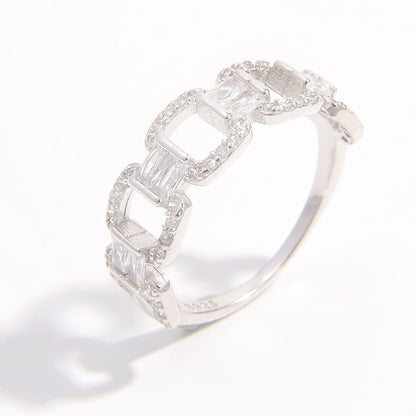 925 Sterling Silver Zircon Cutout Ring.