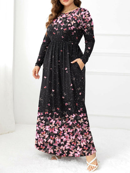 Plus Size Round Neck Maxi Dress with PocketsStay Stylish and Comfortable with Our Plus Size Round Neck Maxi Dress
 
 
Style: Casual
 
Neckline: Round neck
 
Length: Maxi
 
Features: Basic style with A-line hemLove Salve Size Round Neck Maxi Dressplus