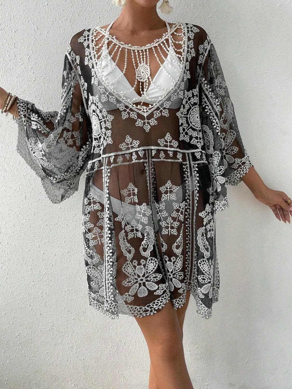 Lace Round Neck Cover-Up.