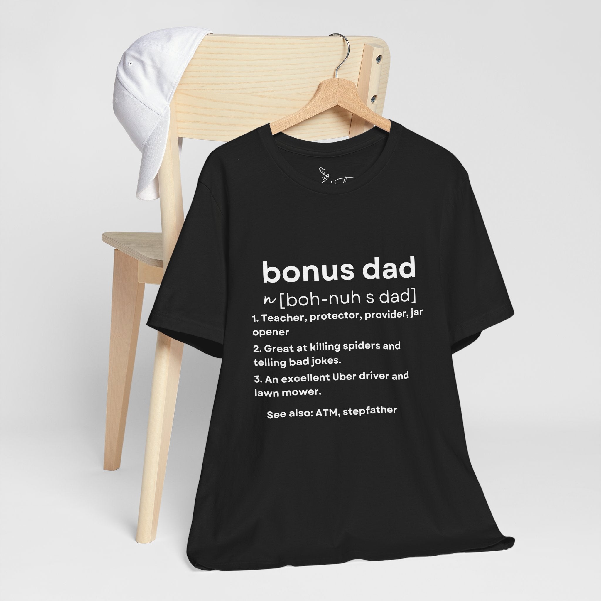 Bonus Dad Definition Tee Funny Heartfelt Straight Up Accurate Gift Shirt Bella Canvas 3001 Solid Black Light Gray White Coco’s Tee Boutique