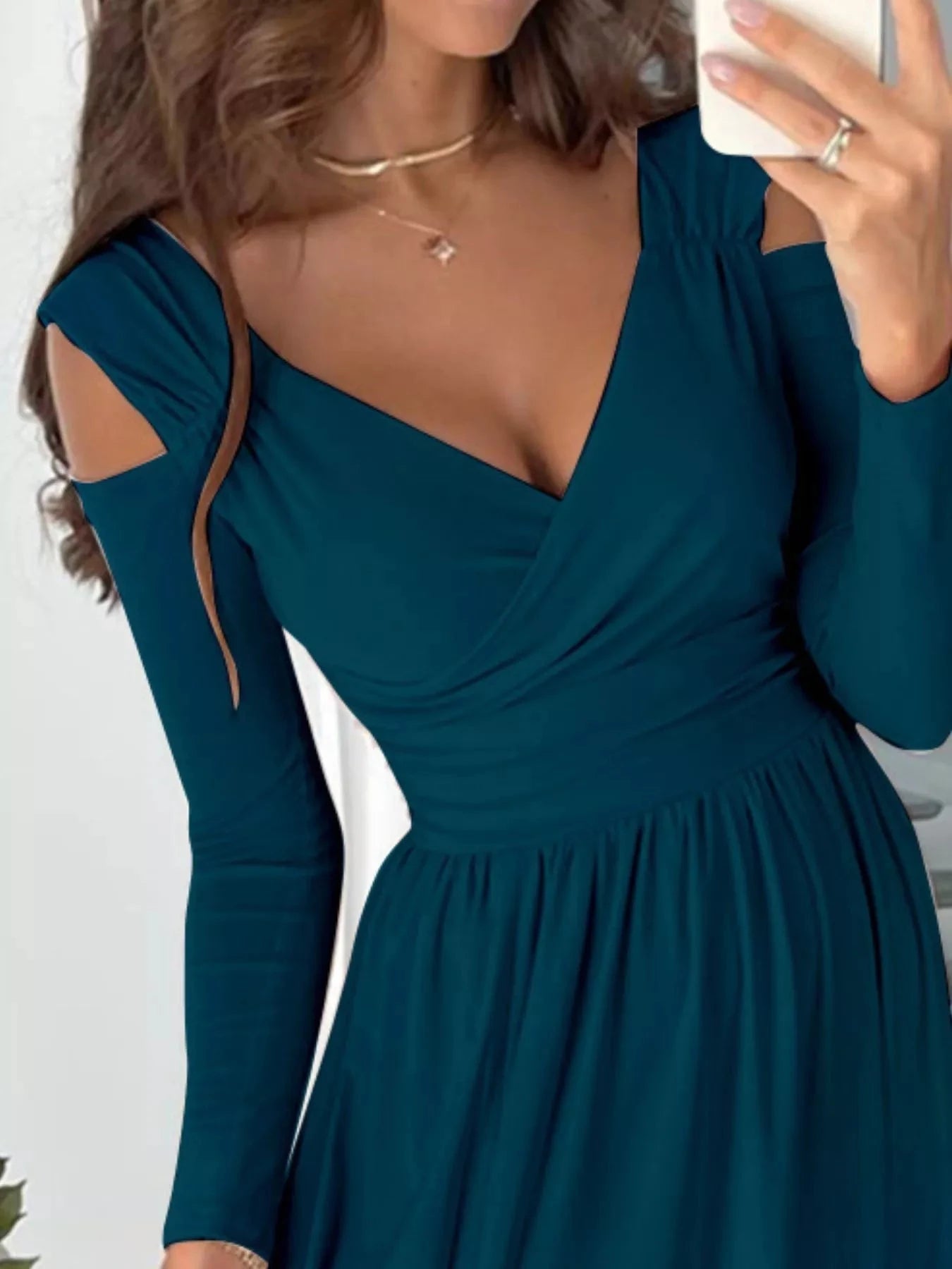 Slit Surplice Cold Shoulder Maxi Dress Coco’s Tee Boutique