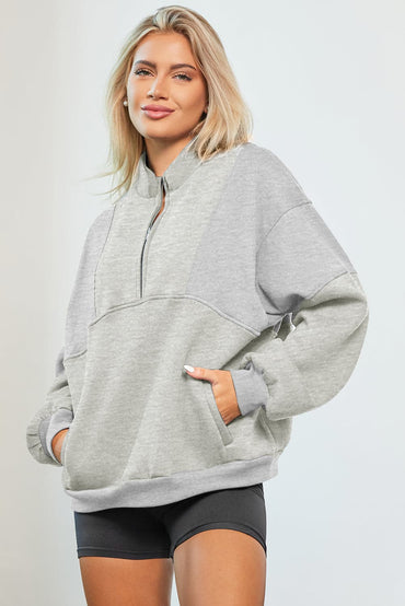 Half Zip Dropped Shoulder Sweatshirt.