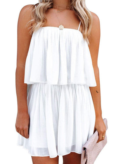 Ruched Spaghetti Strap Romper.