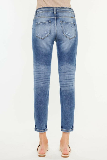 Kancan High Rise Distressed Mom Jeans.