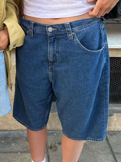 High Waist Denim Shorts with Pockets.