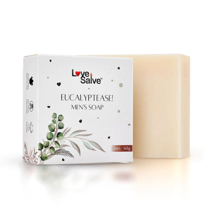 Love Salve 'Eucalyptease' Sensual Soap Bar for Men - Luxury Scented Hydrating Cleansing Men's Soaps - Small Batch Cold Process Bathing Body Wash Made from Natural Eucalyptus Essential Oil - 5 Ounces