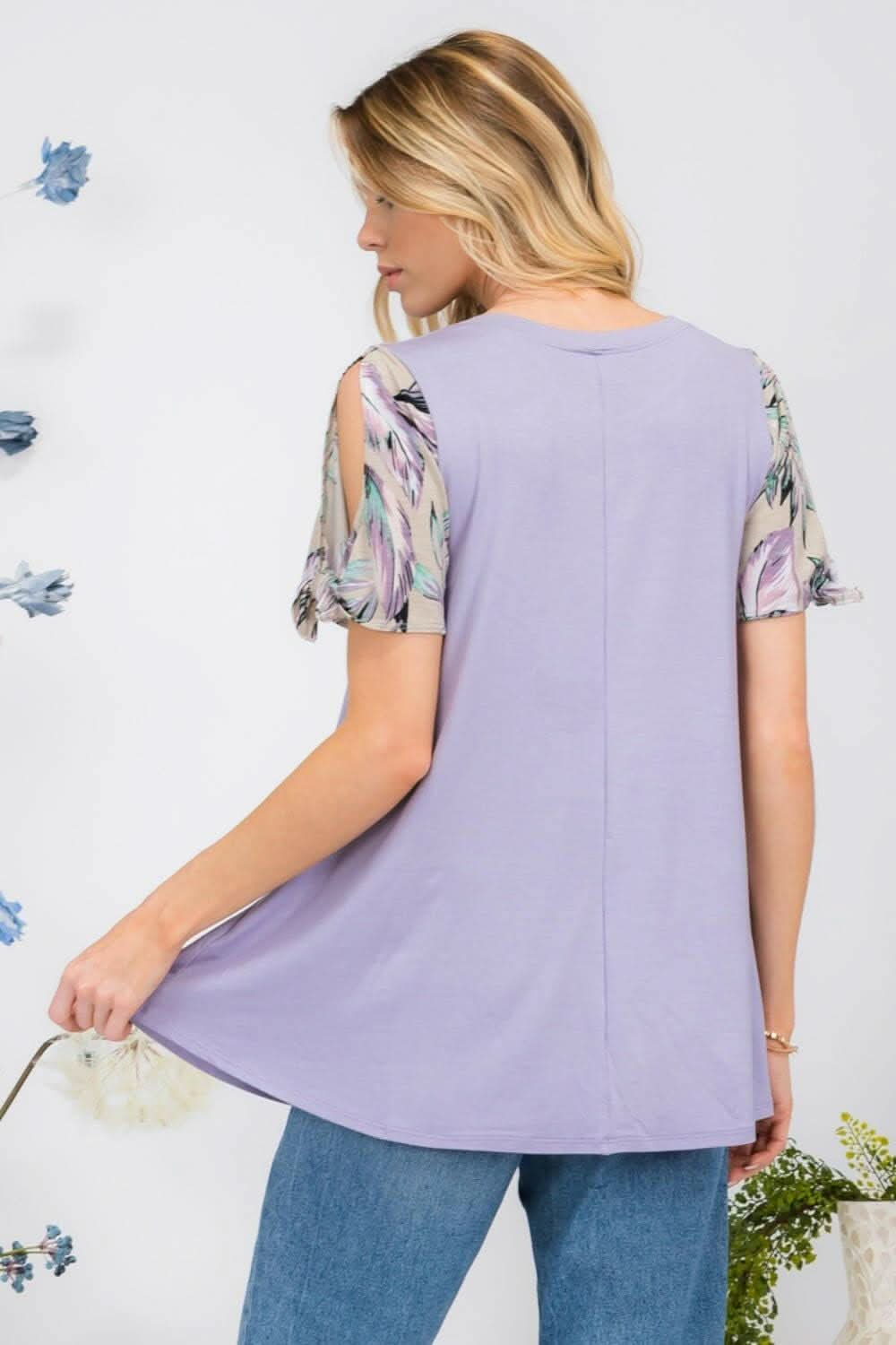 Chic open tie sleeve blouse with round neck design