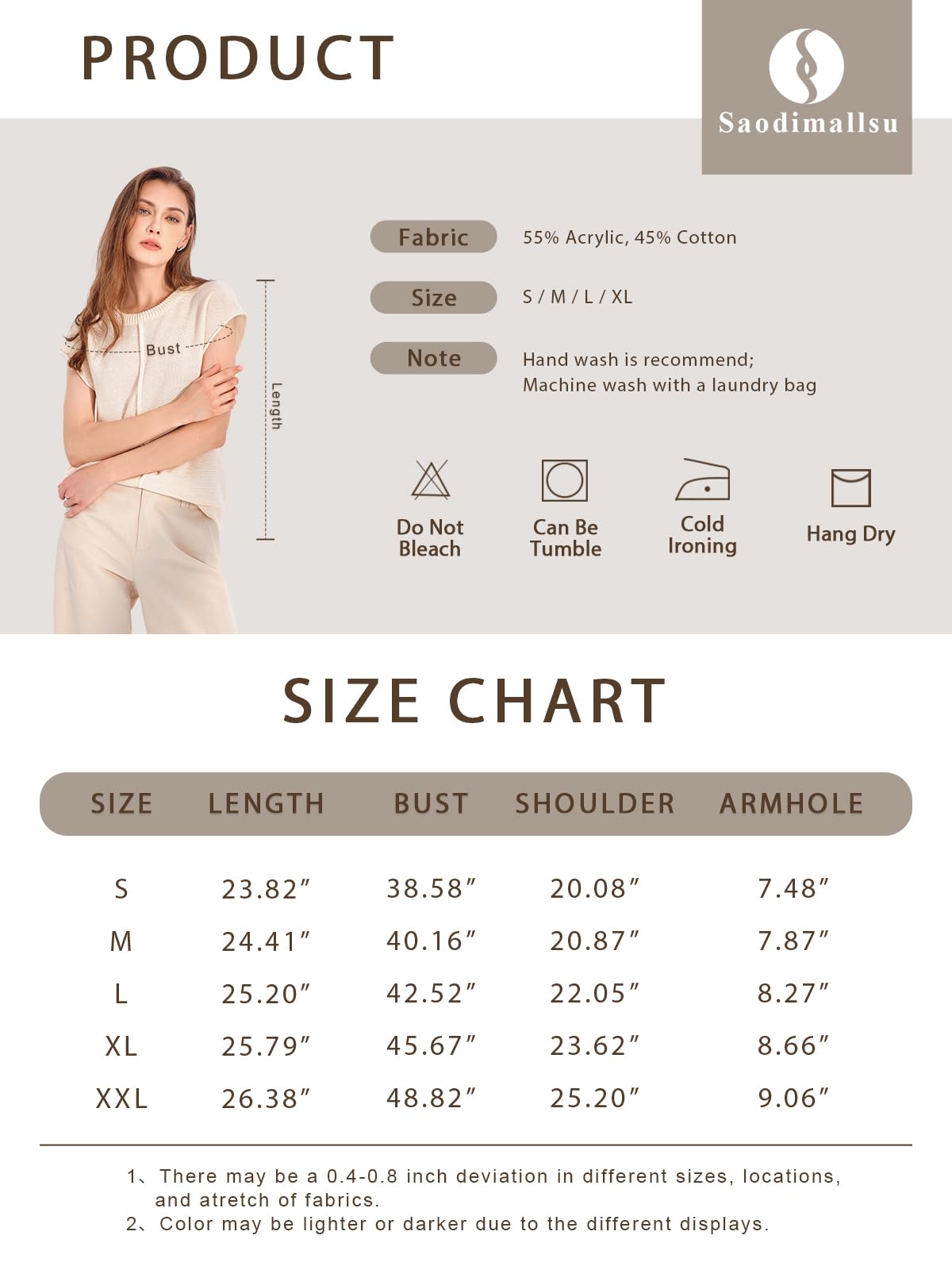 Saodimallsu Womens Summer Cap Sleeve Tops Casual Crew Neck Loose Fit Knit Lightweight Sweater Pullover Top