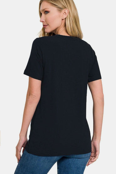 Zenana Full Size Crew Neck Short Sleeve T-Shirt Black/M