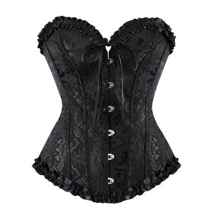 Zhitunemi Black Corset Top for Women Pirate Corsets Shapewear Steampunk Corset Overbust