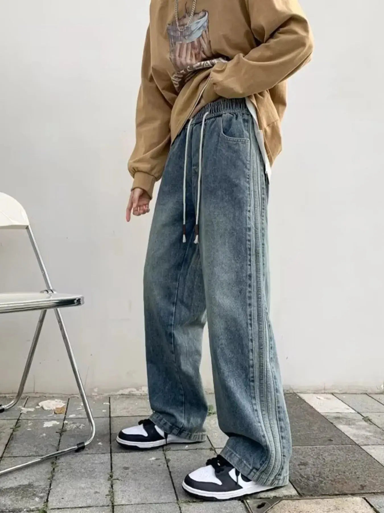 Men's Full Size Vintage Wash Wide Leg Jeans Plus Size Simply Love
