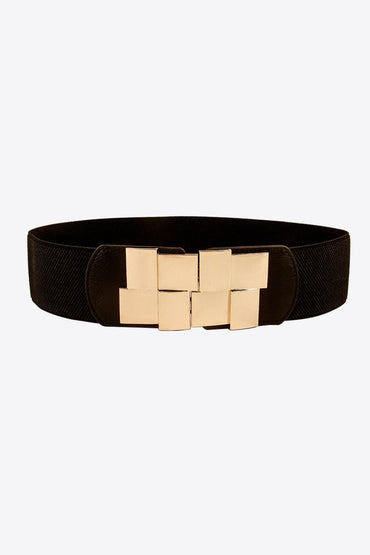 Geometric Buckle Elastic Wide Belt.