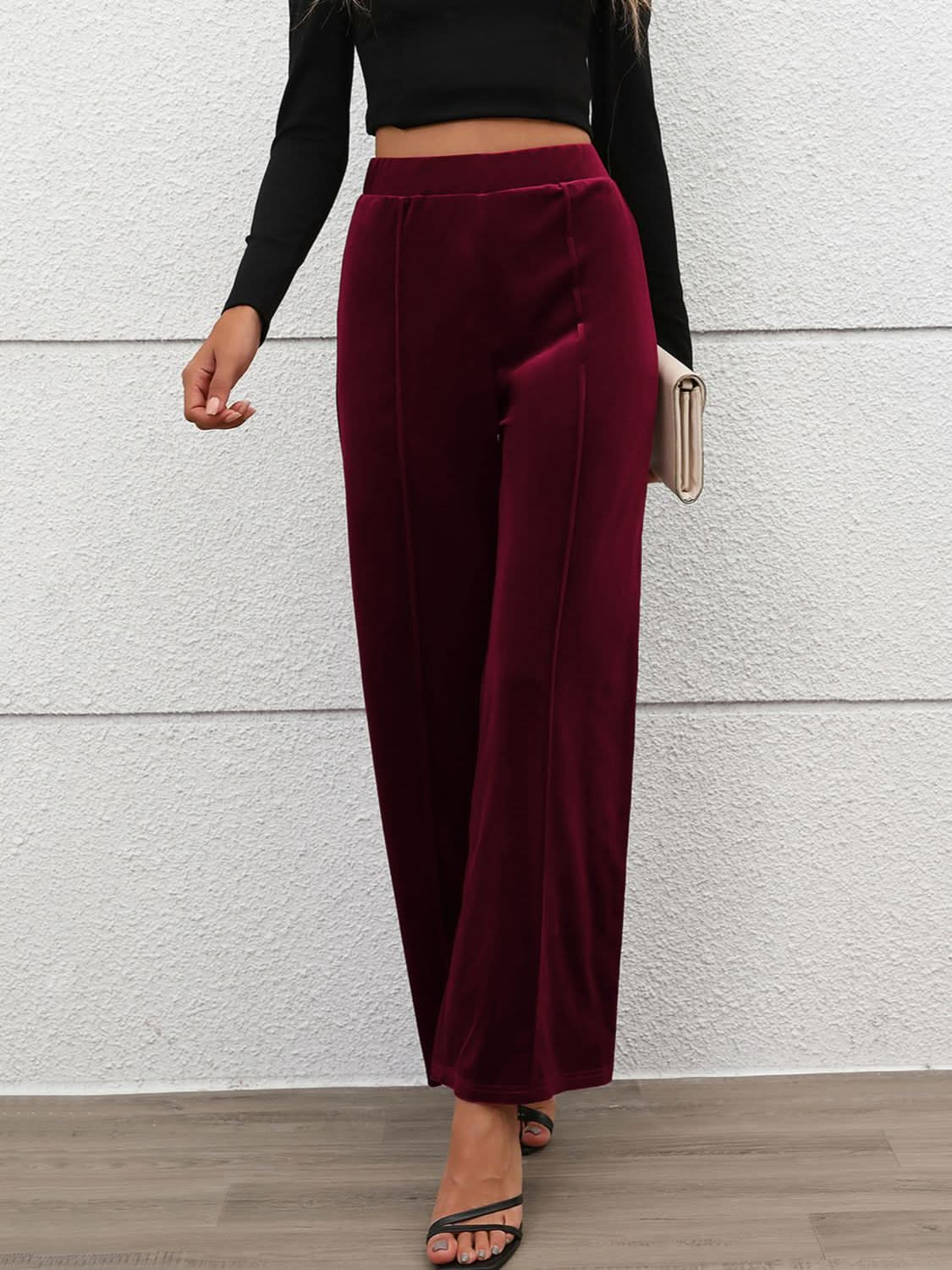 Relaxed Fit High-Waist Wide Leg Trousers