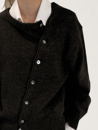 Dropped Shoulder Buttoned Cardigan.