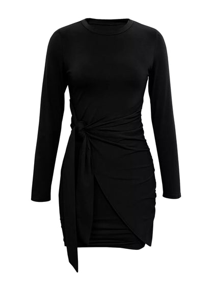 Round Neck Long Sleeve Bodycon Dress