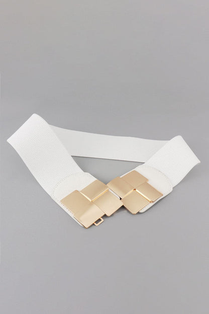 Geometric Buckle Elastic Wide Belt.