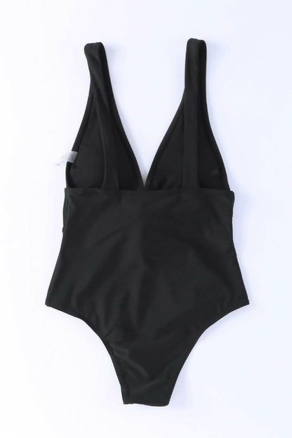 Plunge Wide Strap One-Piece Swimwear.