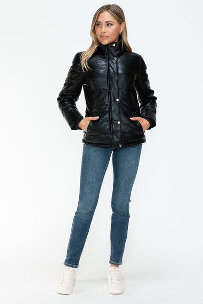 YMI Pocketed Zip Up Turtleneck Puffer Jacket