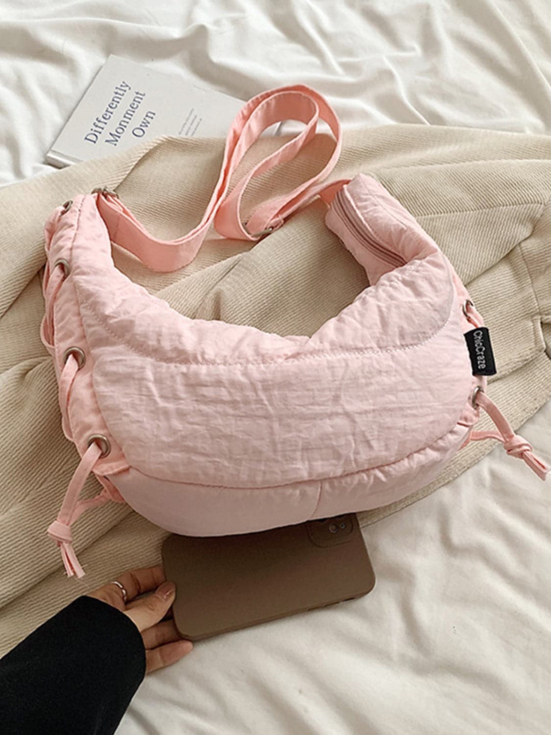 Large polyester crossbody bag