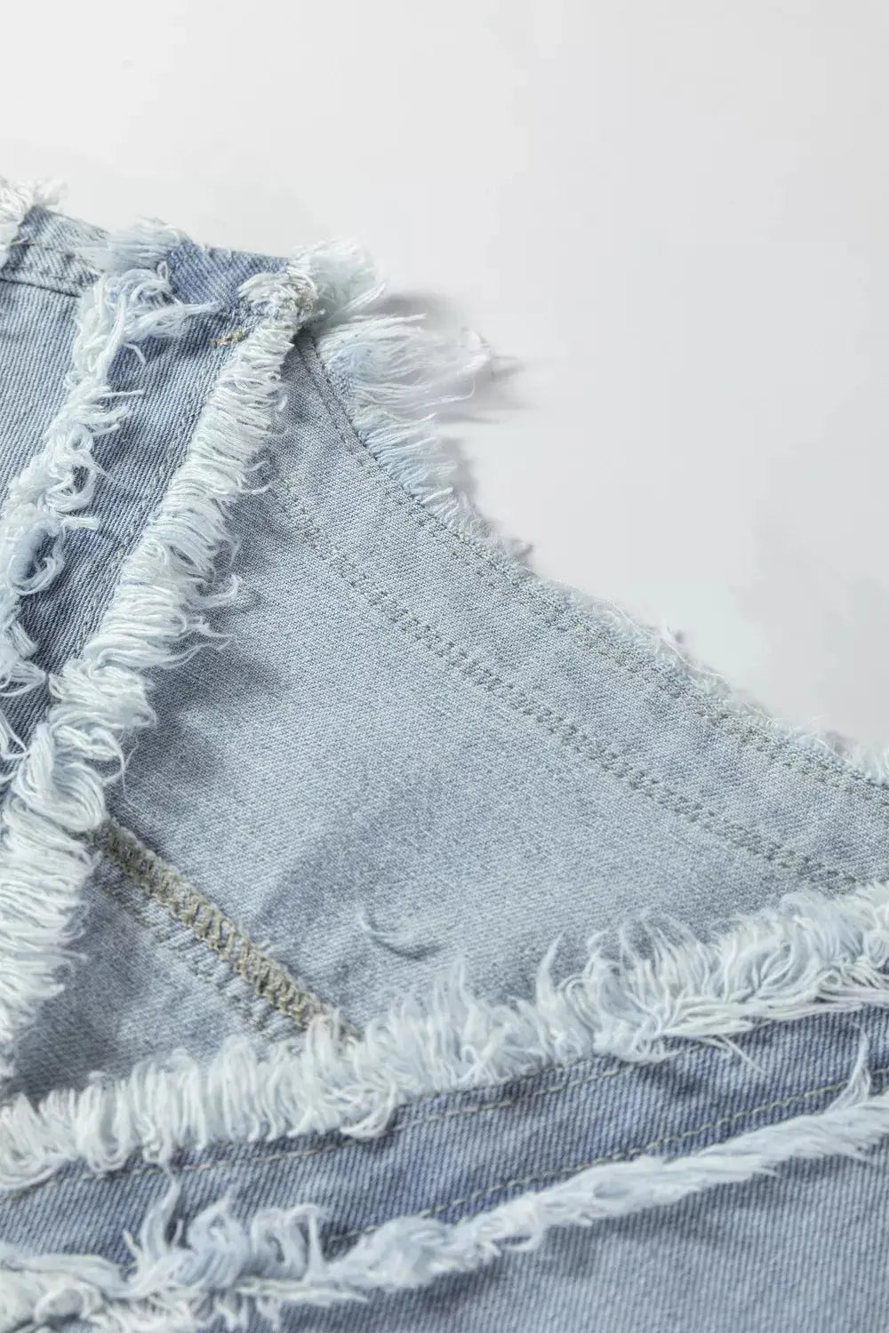 Frayed Edge Flap Pockets Denim Vest Jacket Simply Love