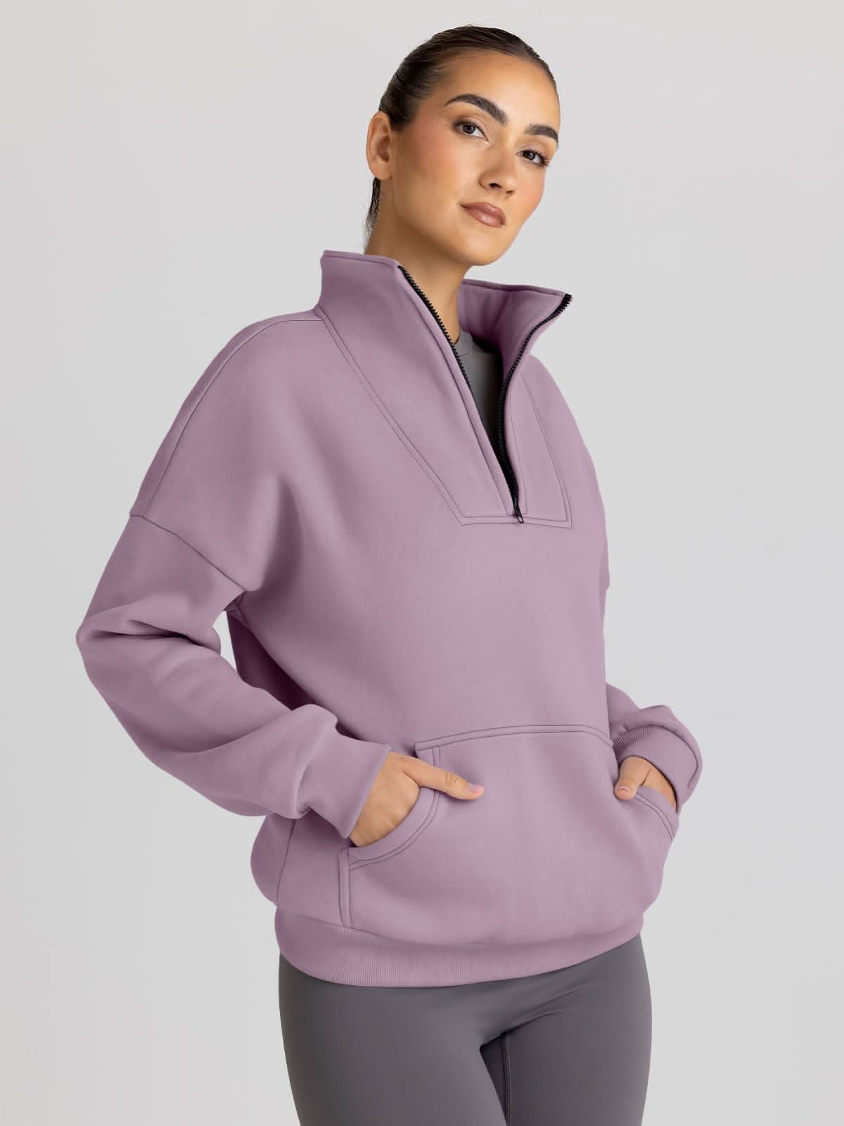 Trendy Queen Sweatshirts Half Zip Pullover Quarter Zip Oversized Hoodies Sweaters Comfy Fall Outfits 2024 Y2K Winter Clothes - Love Salve 