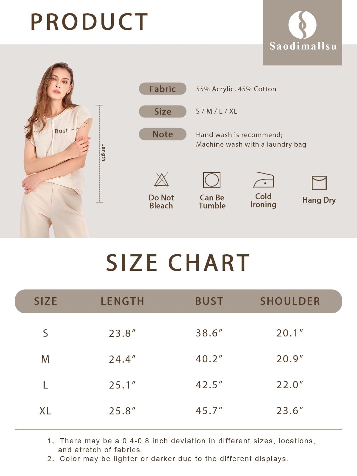 Saodimallsu Womens Summer Cap Sleeve Tops Casual Crew Neck Loose Fit Knit Lightweight Sweater Pullover Top