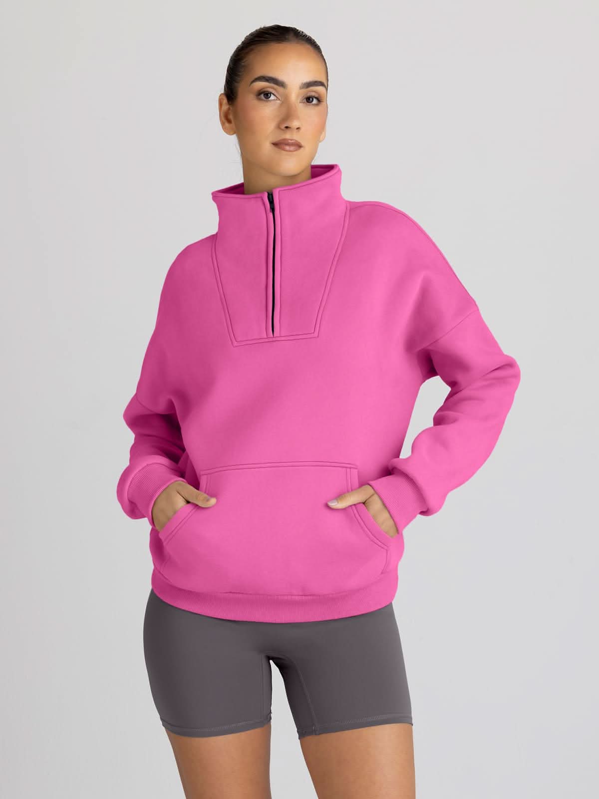 Trendy Queen Sweatshirts Half Zip Pullover Quarter Zip Oversized Hoodies Sweaters Comfy Fall Outfits 2024 Y2K Winter Clothes - Love Salve 