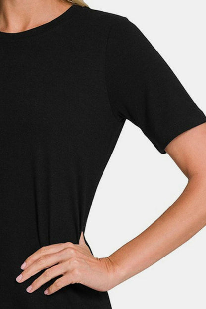 Zenana comfortable and stylish crew neck tee in black/XL