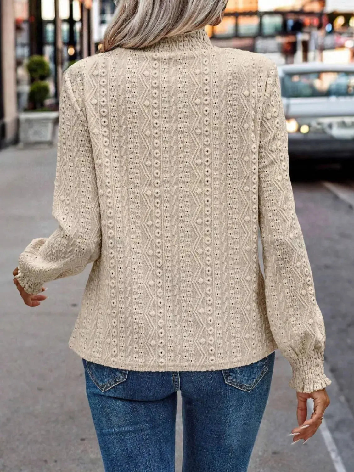 Eyelet Long Sleeve Blouse Simply Love