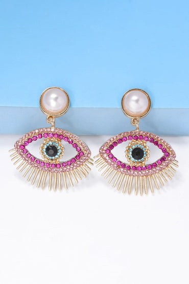 Rhinestone evil eye earrings