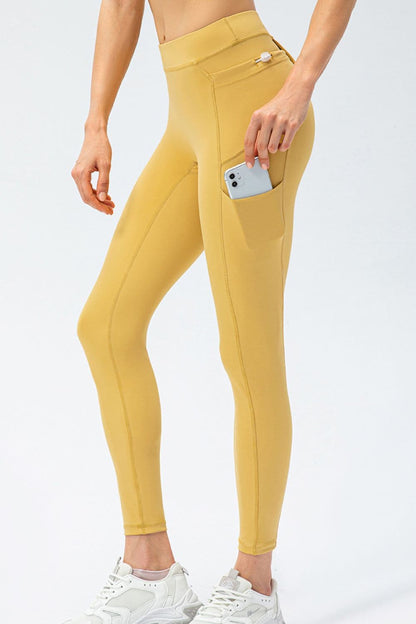 Full Size Slim Fit High Waist Long Sports Pants with Pockets.