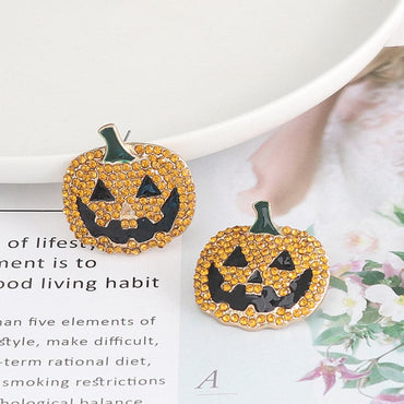 Demon pumpkin earrings with rhinestones